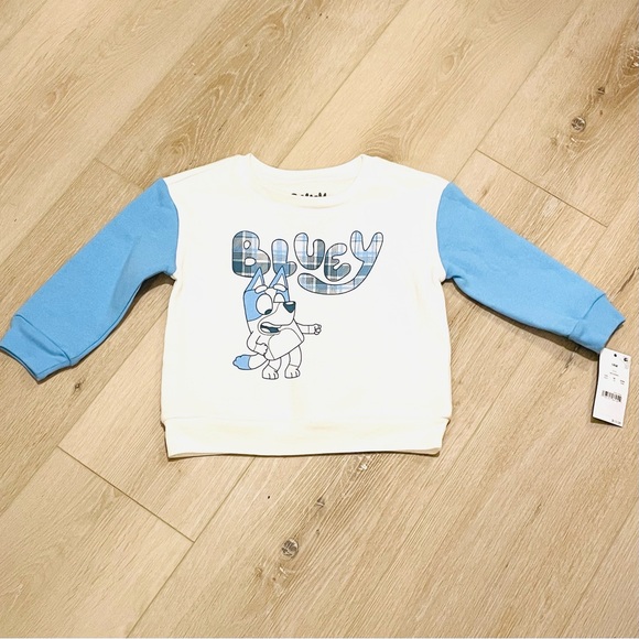 bluey Other - Disney Bluey Sweatshirt Toddler 18-mth Boy Girl Dog Blue Plaid Shirt *NWT*
